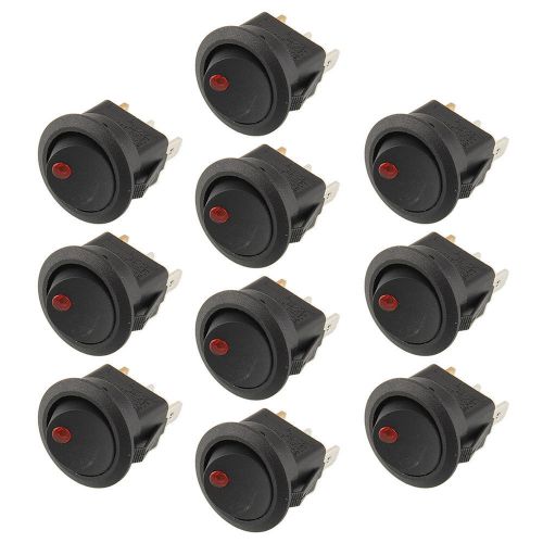 10pcs Red LED Lighted Dot Rocker Switch 3Pin 19mm Toggle Car Boat Vehicle