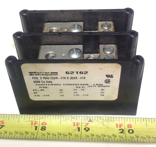 Ferraz shawmut 2 pole 600v power distribution block  62162 for sale