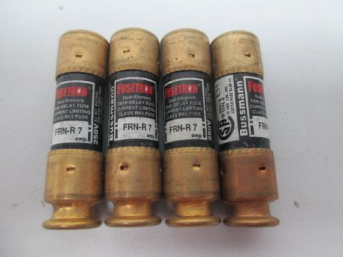 LOT 4 NEW BUSSMANN FUSETRON FRN-R 7A AMP 250V-AC DUAL ELEMENT FUSE D257501