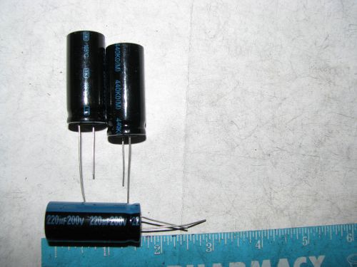 3 JAMICON 220UF 200 VOLT 105c RADIAL CAPACITORS FOR TUBE TRANSISTOR AUDIO AMP