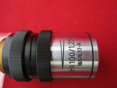 MICROSCOPE OBJECTIVE OPTICS HI 100X ZEISS JENA GERMANY #2-142