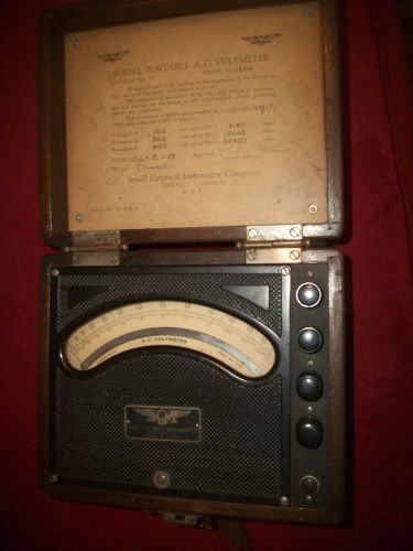 VINTAGE JEWWLL PORTABLE A.C. VOLTMETER SERIAL NO 1204