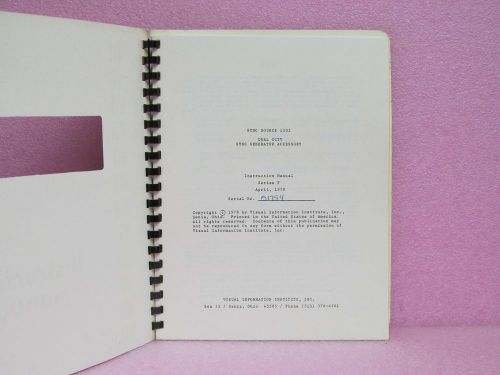Visual Information Institute Manual 1302 Sync Source Instr. Man. w/Schem. (1978)
