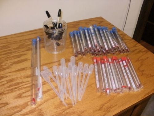 40 Piece Nasco &amp; Sper Scientific thermometers &amp; 34 pc.eye dropper job lot