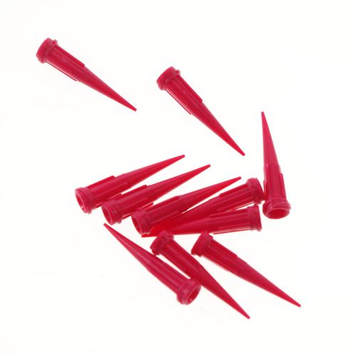 100/pk 0.46 mm(OD) 0.25 mm(ID) Plastic Dispenser Needle Red Tapered Tip