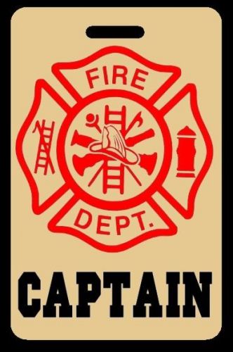 Tan captain firefighter luggage/gear bag tag - free personalization for sale
