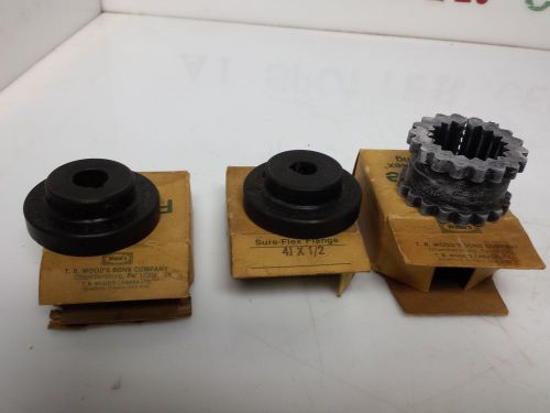 Lot of 3 woods 4j x 5/8 sure-flex coupling flange 4j x 1/2 sleeve 4 jes for sale