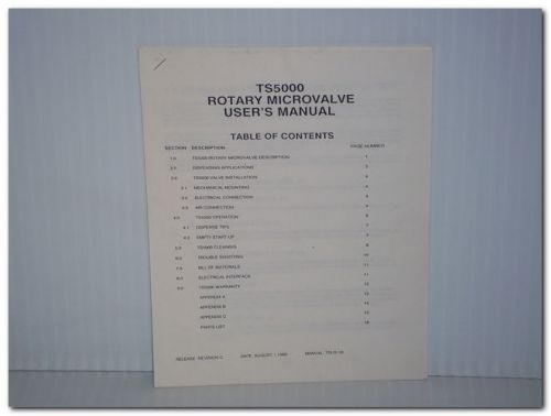 TS5000 ROTARY MICROVALVE USER&#039;S MANUAL