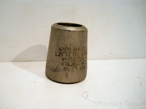 Unused APP Stainless Steel 1.25&#034; x 1&#034; Sch 80 Butt Weld Reducing Coupling