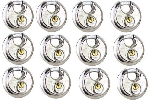 12 x 70mm 2-3/4&#034; Steel Armor Disc Padlock for Trailer / Self Storage keyed alike