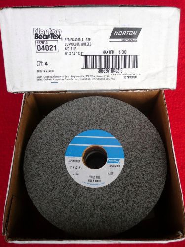 Box of 4 (four) NORTON 66261004021 Convolute Wheels, 6&#034; x 1/2&#034; x 1&#034;, Fine