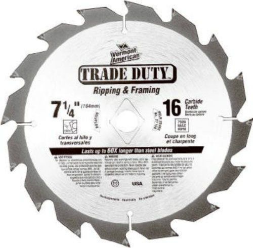 Vermont American 27150 7-1/4&#034; Ripping &amp; Framing Circular Saw Blade 16 Teeth