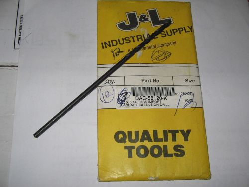 J&amp;L, #20 x 6in. OAL HSS, Aircraft EXT Drill, (Qty 12)