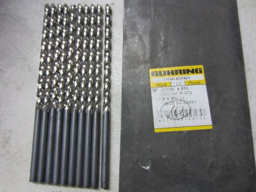 10 new GUHRING 4.85mm #11 Extra-Length Parabolic Flute Cobalt Taper Twist Drills