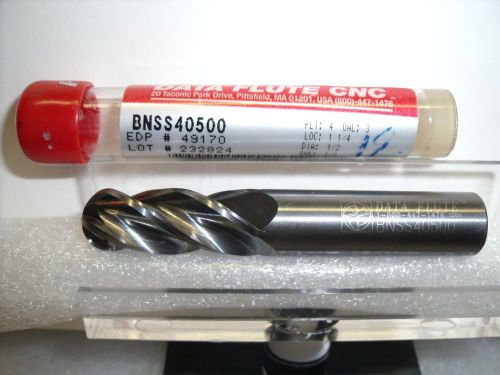 DATA FLUTE 1/2&#034; x 1/2&#034; x 1-1/4&#034; x 3&#034; 4 FL BNSS-40500 Carbide Ball End Mill-A23