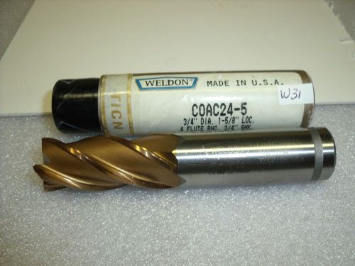 3/4&#034; x 3/4&#034; x 1-5/8” x 3-7/8&#034; 4 FL COAC24-5 M42 TiCN Weldon End Mill-W31