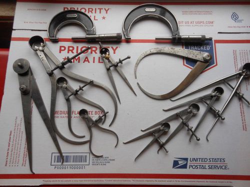 Vintage 12 piece STARRETT Calipers, Dividers, Micrometers lot/set- Great Shape!