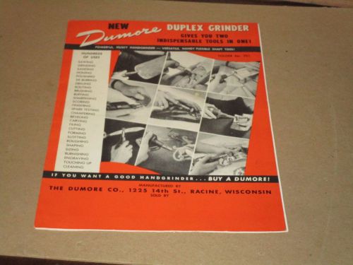 VINTAGE NEW DUMORE DUPLEX GRINDER BROCHURE METALWORKING TOOLS 1940&#039;s