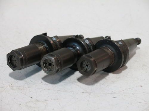 3 MIXED LYNDEX DA100 COLLET CHUCKS, SHANK: BT30, 1/16, 3/16, 1/8