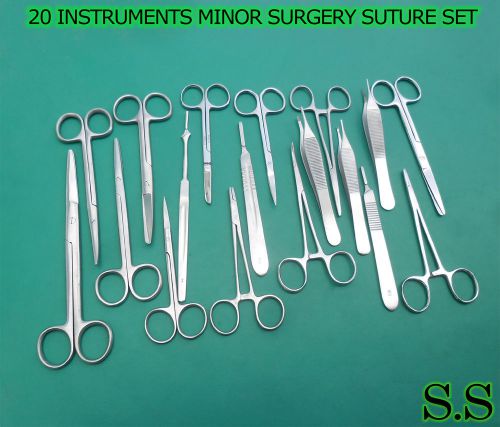 20 INSTRUMENTS MINOR SURGERY SUTURE SET KIT FORCEPS