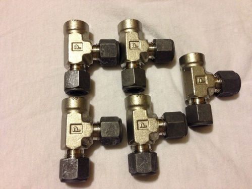 5 parker cpi female run tee 6-4-6 mbz-ss 3/8&#034; single ferrule tube fitting 316ss for sale