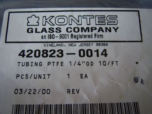 Teflon Tubing 10 Feet 1/4&#034; O.D. Kontes 420823-0014 + bonus tubing 1/8&#034; O.D. 5 ft