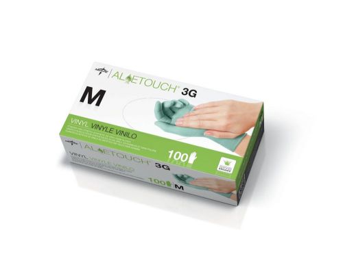 100 medium curad aloetouch 3g vinyl medline aloe exam gloves powder &amp; latex free for sale