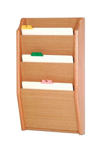 Wooden Mallet 3-Pocket File Holder, Letter Size, Light Oak