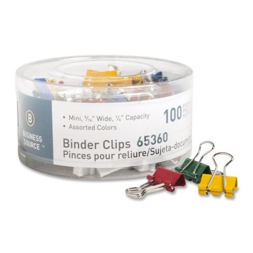 Business source binder clip - mini - 0.56&#034; w - 100 / pack - assorted - bsn65360 for sale