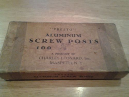 Antique &#034;Presto&#034; Aluminum Screw Posts 100 3/4&#034; A Product of Charles Leonard Box