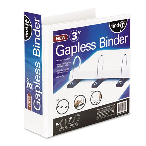 Gapless Loop Ring View Binder, 11 x 8-1/2, 3&#034; Capacity, White