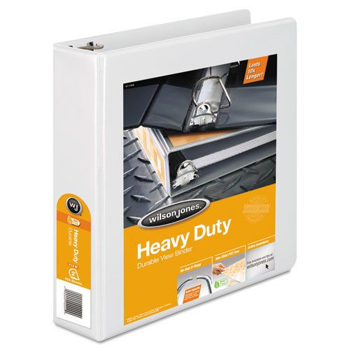 Heavy-duty d-ring vinyl view binder, 2&#034; capacity, white for sale