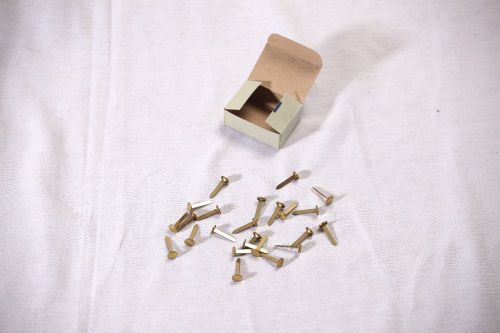 Vintage box of 24 &#034;Noesting&#034;  #3 Brass Paper Fasteners (3/4&#034; Shank, Round Head)