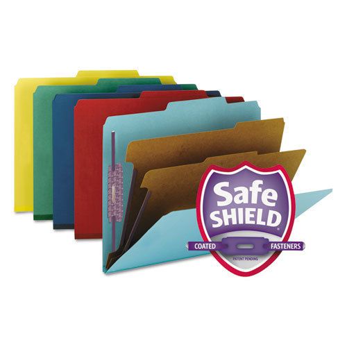 Pressboard Classification Folders, Letter, Six-Section, Assorted, 10/Box