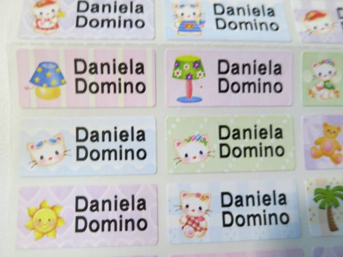 150 Matte Personalized Kitty Waterproof Name Sticker Daycare 3 x 1.3 cm Label