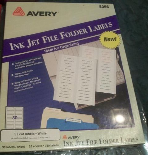 AVERY WHITE INK JET FILE FOLDER LABELS #8366 ORGANIZE RARE HTF FREE SHIPPING USA