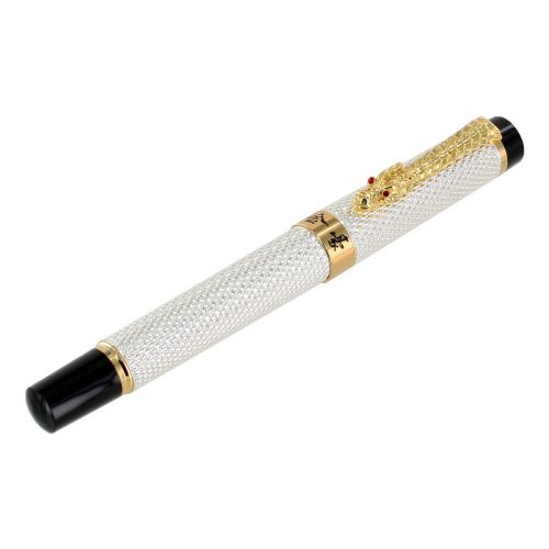 Jinhao 888 long offspring embossed silver golden dragon fountain pen - medium for sale