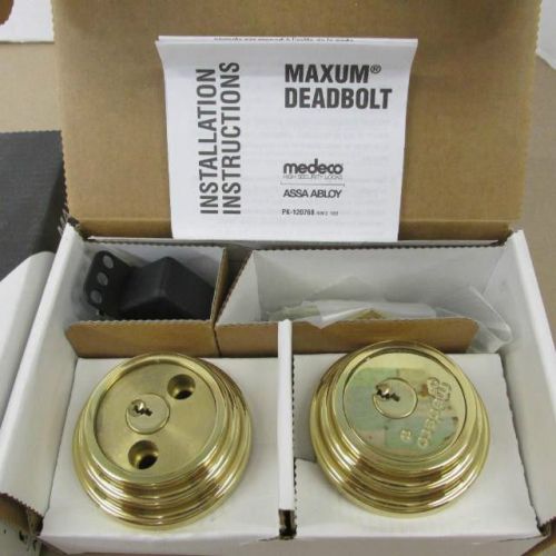 Medeco Maxum Deadbolt, Bright Brass 11WR62L Less Bolt, Residential