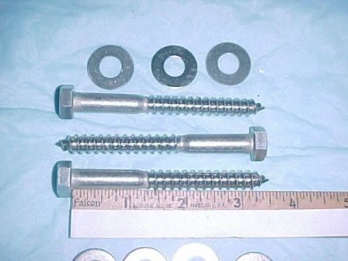 6 stainless steel hex head lag screws 3/8 x 3 1/2&#034; long for sale