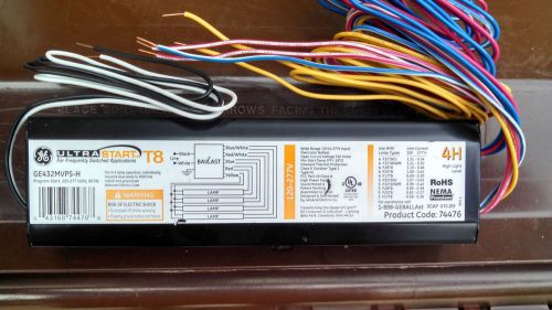 Ge 432 mvps-h 4 lamp t8 program start high power electronic ballast 120-277v for sale