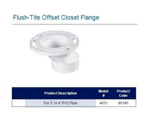 PVC OFFSET CLOSET FLANGE 3&#034;x 4&#034;