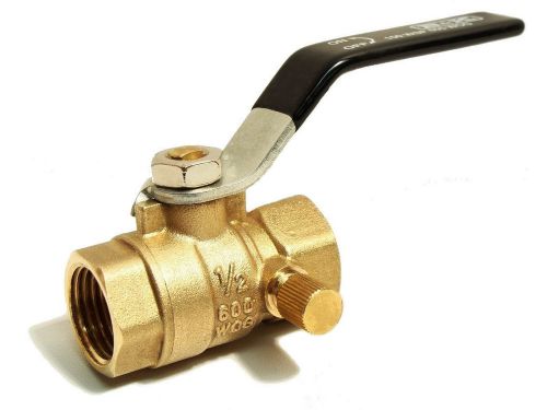 B&amp;K Mueller 1/2&#034; Brass Ball Valve W/ Drain Port - NPT, Shut-Off Valves