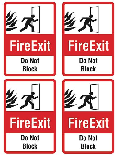 Business safety fire exit do not block door sign four pack restaurant signs 38 for sale