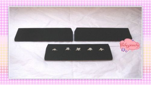 3 Pcs Black Velvet 5 Slots Ring Showcase Holder Stand Jewelry Display