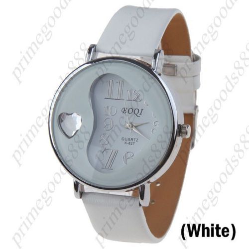 Heart synthetic leather lady ladies wrist quartz wristwatch women&#039;s white for sale