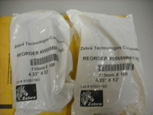 2EA ZEBRA TECH CORP REORDER #05555BK110C 110MM X 16M  LOT#6100116D