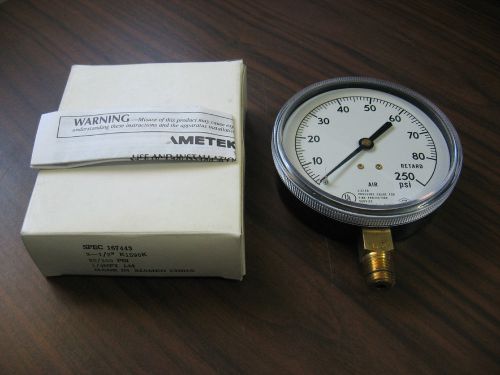 New Ametek R1590K Pressure Gauge 3 1/2&#034; 80-250 PSI Retard