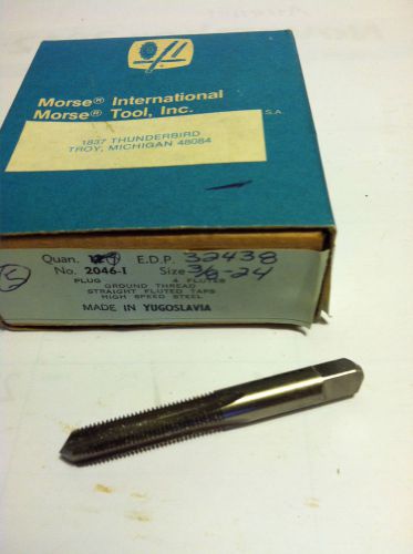 MORSE CUTTING TOOLS, EDP#32438, HSS, 3/8&#034;-24, STRAIGHT FLUTE  PLUG TAP