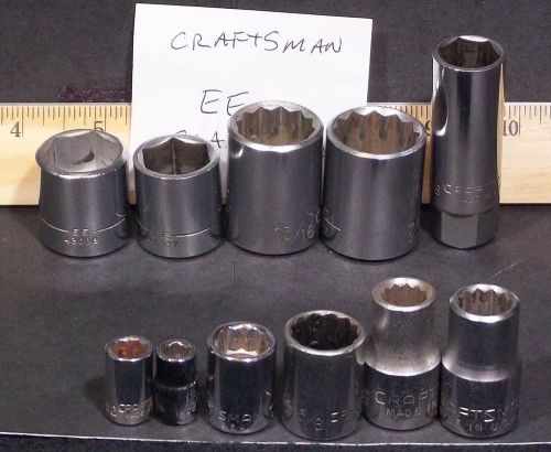 Craftsman sockets ee series (4) 1/2&#034; drive + (5) 3/8&#034; dr + (2) 1/4&#034; dr - sae for sale