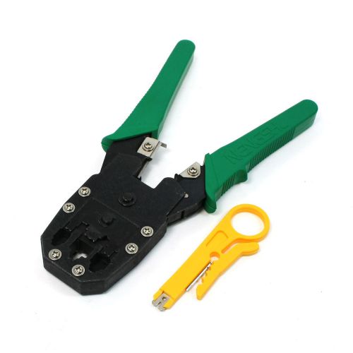 Green Black Network Telephone Wire Loop Plier Crimping Tool Cutter w Stripper